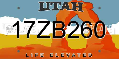 17ZB260 Utah License Plate