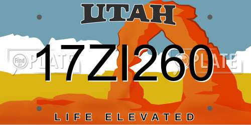 17ZI260 Utah License Plate