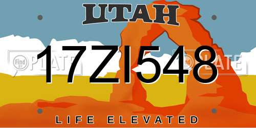 17ZI548 Utah License Plate