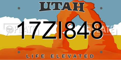 17ZI848 Utah License Plate