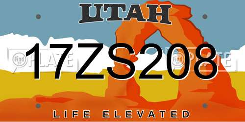 17ZS208 Utah License Plate