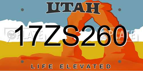 17ZS260 Utah License Plate