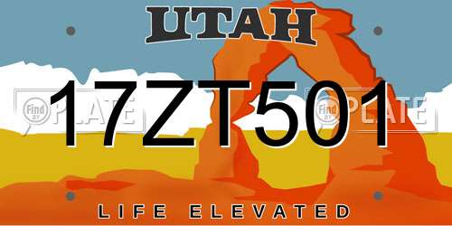 17ZT501 Utah License Plate