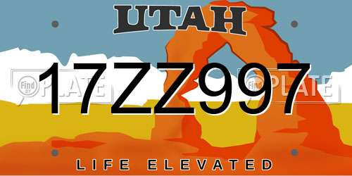 17ZZ997 Utah License Plate