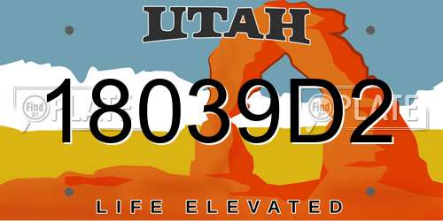 18039D2 Utah License Plate