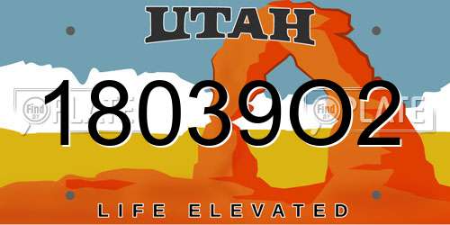 18039O2 Utah License Plate