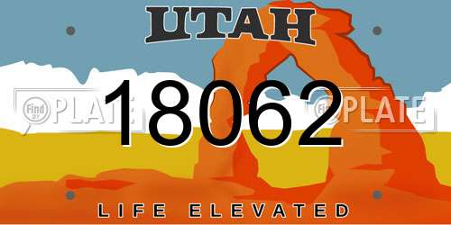 18062 Utah License Plate