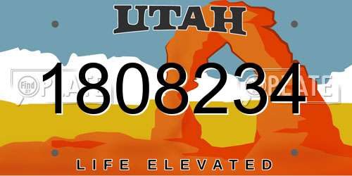 1808234 Utah License Plate