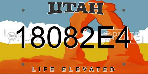 18082E4 Utah License Plate