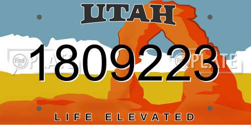 1809223 Utah License Plate