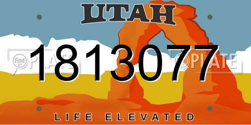1813077 Utah License Plate