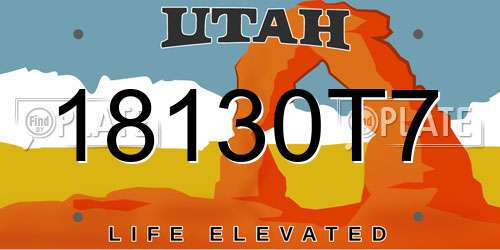 18130T7 Utah License Plate