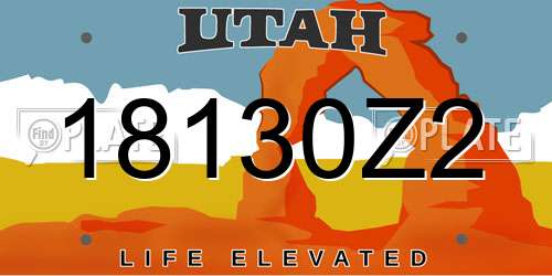 18130Z2 Utah License Plate