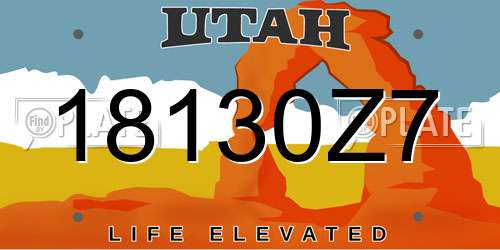 18130Z7 Utah License Plate