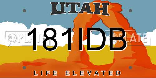 181IDB Utah License Plate