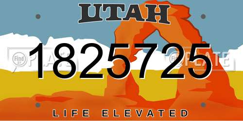 1825725 Utah License Plate