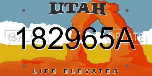 182965A Utah License Plate