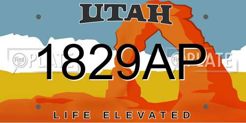 1829AP Utah License Plate