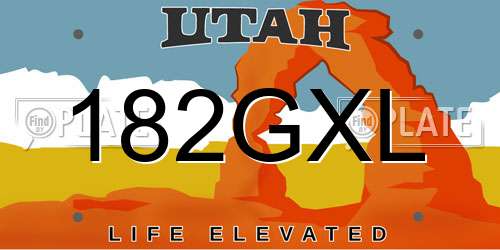 182GXL Utah License Plate