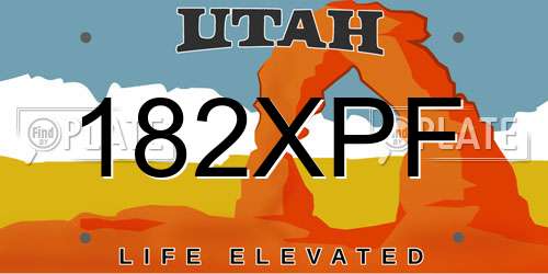 182XPF Utah License Plate