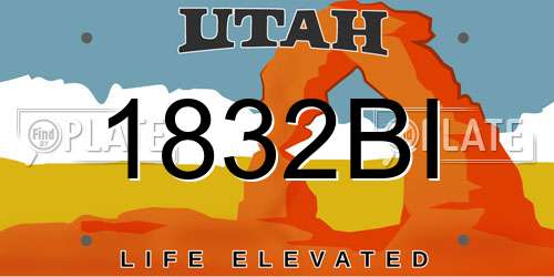 1832BI Utah License Plate