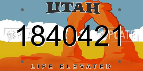 1840421 Utah License Plate