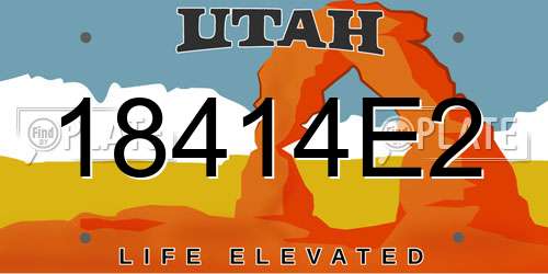 18414E2 Utah License Plate