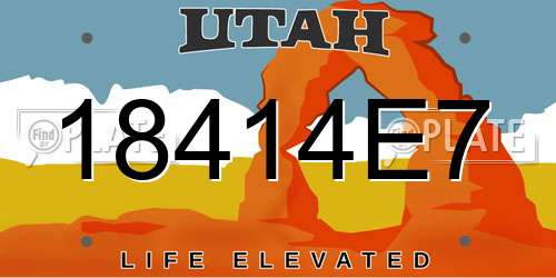 18414E7 Utah License Plate