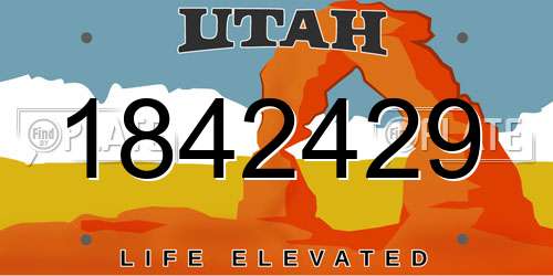 1842429 Utah License Plate