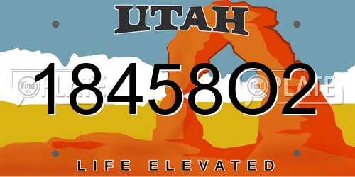 18458O2 Utah License Plate