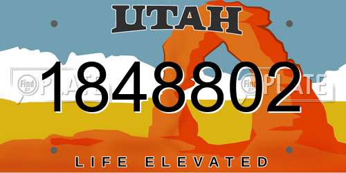 1848802 Utah License Plate