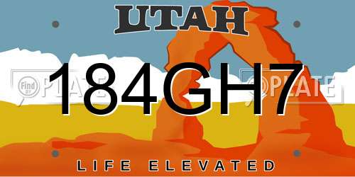184GH7 Utah License Plate