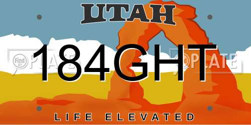 184GHT Utah License Plate