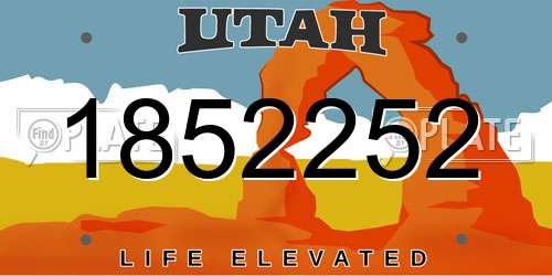 1852252 Utah License Plate