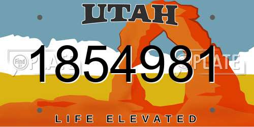 1854981 Utah License Plate
