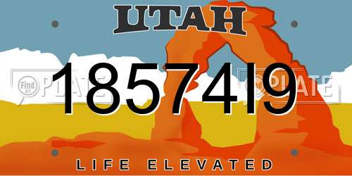 18574I9 Utah License Plate