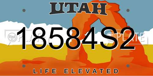 18584S2 Utah License Plate