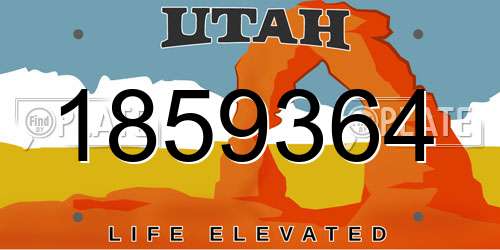1859364 Utah License Plate