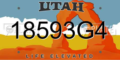 18593G4 Utah License Plate