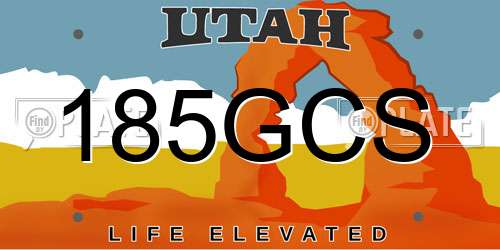 185GCS Utah License Plate