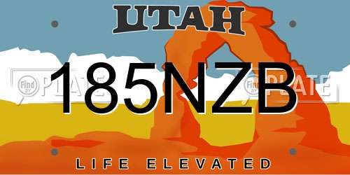 185NZB Utah License Plate