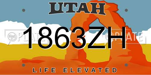 1863ZH Utah License Plate