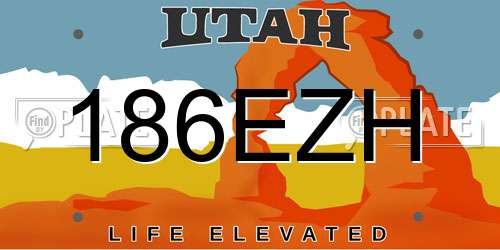 186EZH Utah License Plate