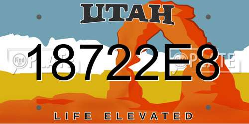 18722E8 Utah License Plate