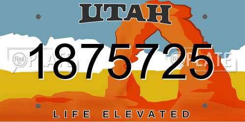 1875725 Utah License Plate