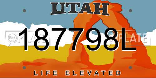 187798L Utah License Plate