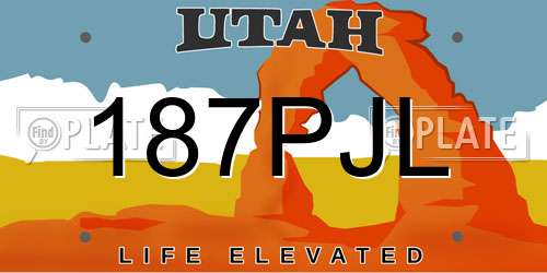 187PJL Utah License Plate