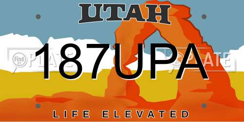 187UPA Utah License Plate