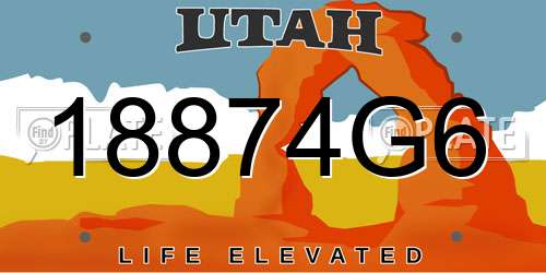 18874G6 Utah License Plate