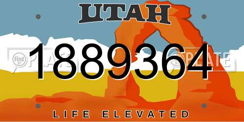1889364 Utah License Plate